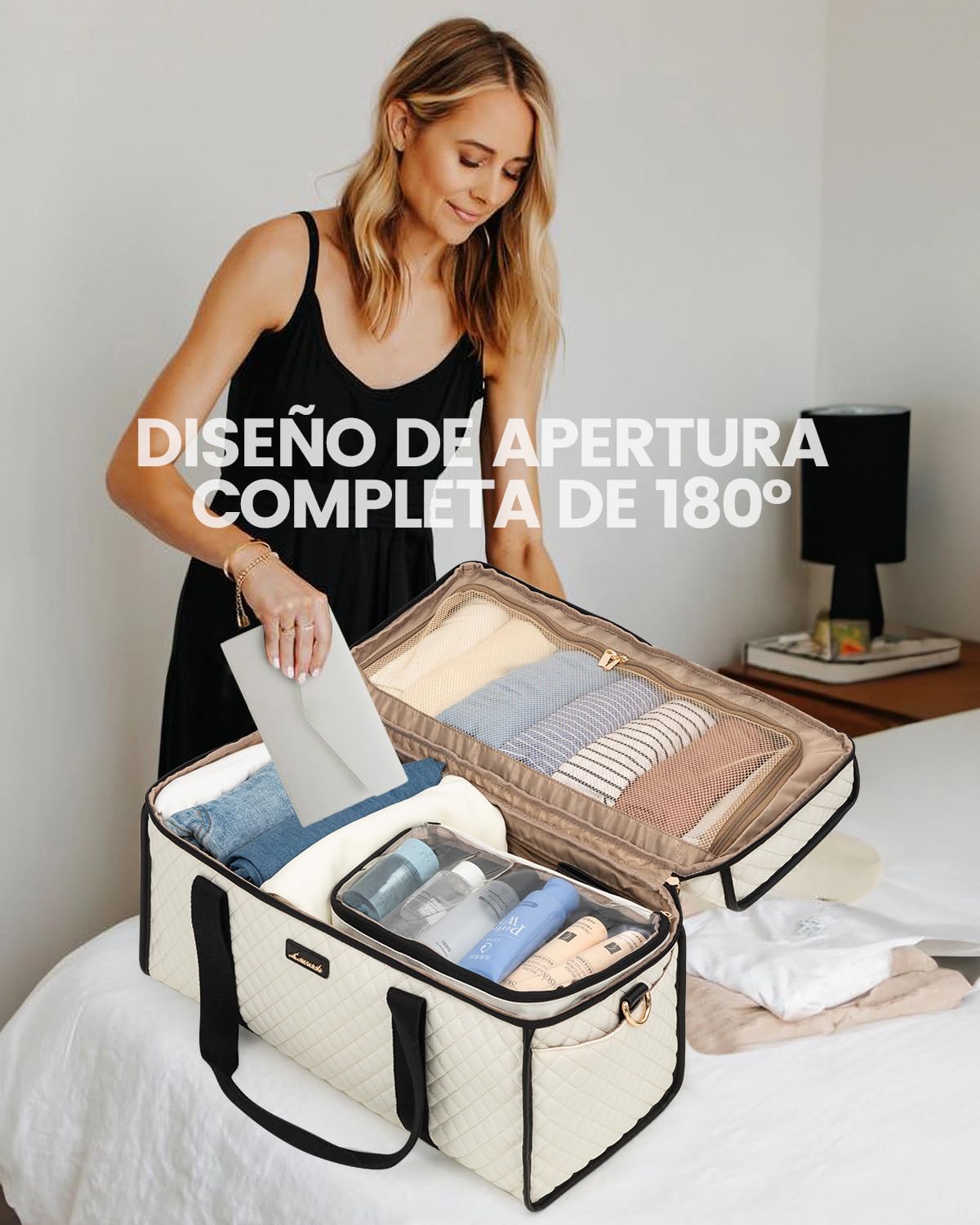 LOVEVOOK Bolsa de Viaje Mujer, Grande Apertura Bolso Viaje Maternidad Hospital, Travel Bag Bolsa Fin de Semana Mujer Bolsas Gimnasio Deporte Gym Bag