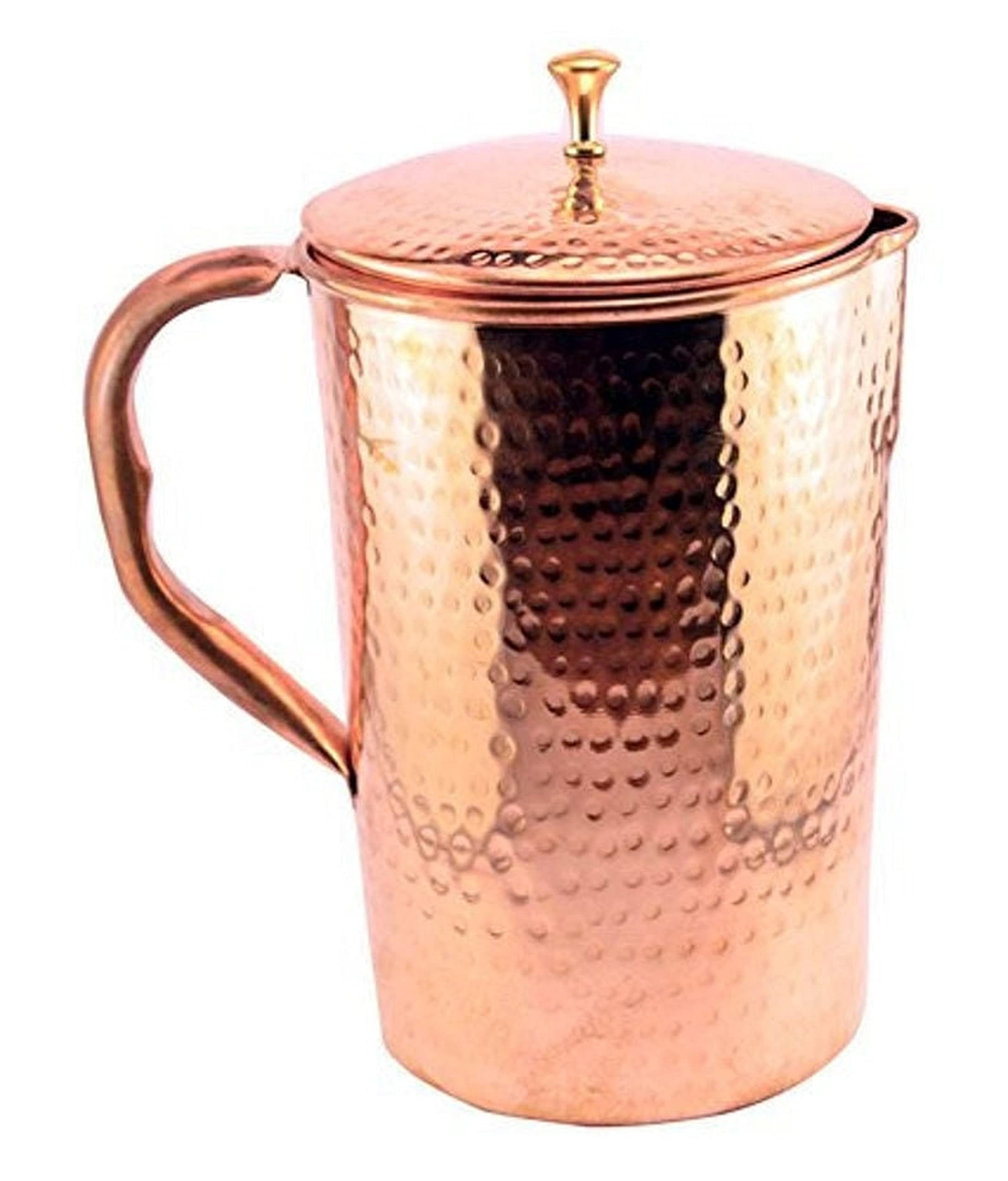 100% Pure Copper Utensils Copper Hammered Jug Copper Pots Copper Tank Copper Bottle Copper Hammered Bottle Copper Pitcher Copper Kalash Copper Lota Copperware By MANDALA HANDLOOM (Hammered Jug)