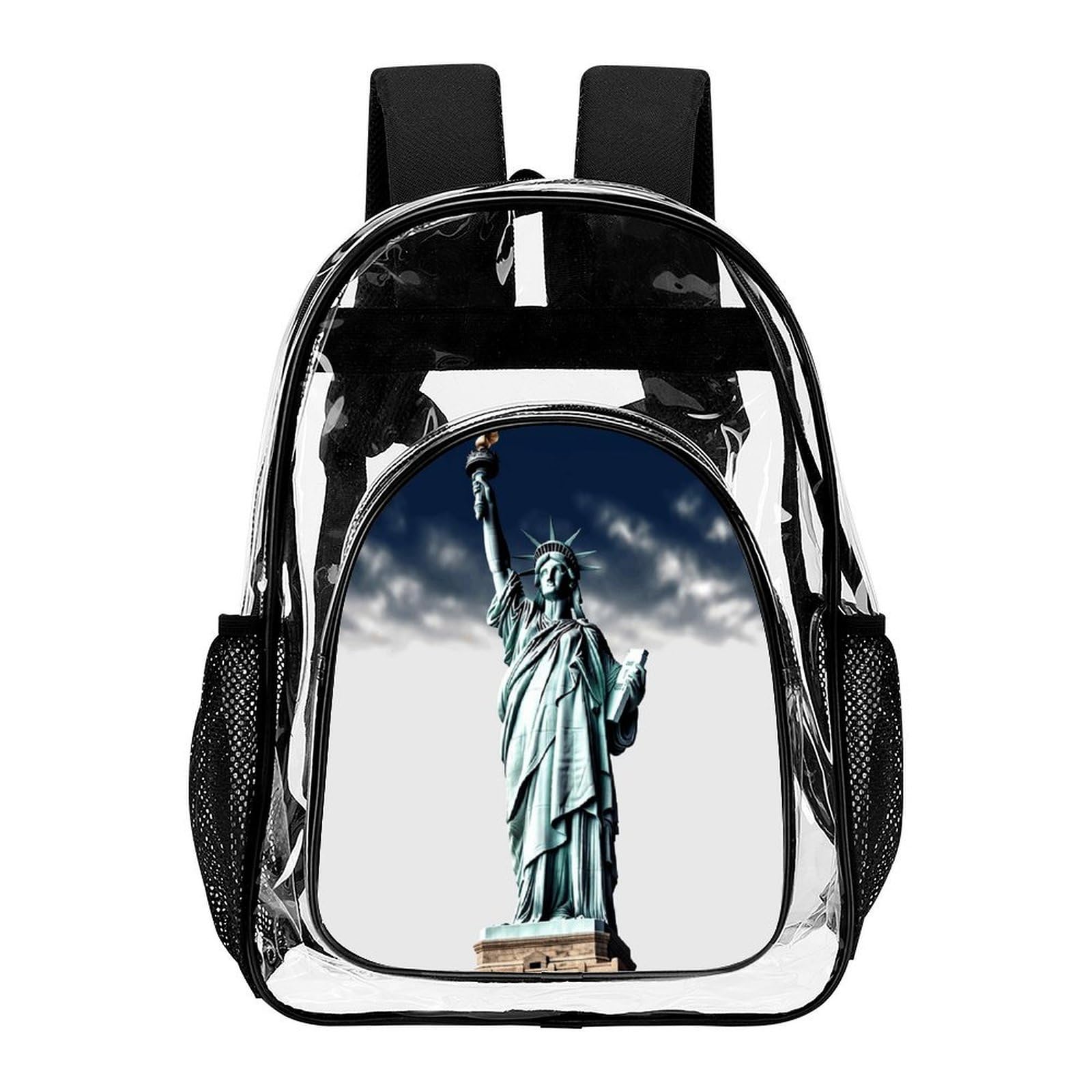 Transparenter Rucksack mit Freiheitsstatue, groß, transparent, PVC, Büchertasche für Sicherheit, Arbeit, Reisen, Stadion