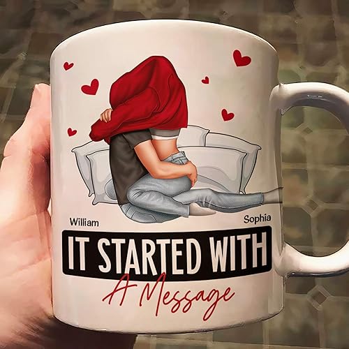 Miniatura 2 de Taza personalizada con texto en inglés «It Started With A Message» para parejas, regalo para novio, novia, marido, esposa, en cumpleaños,