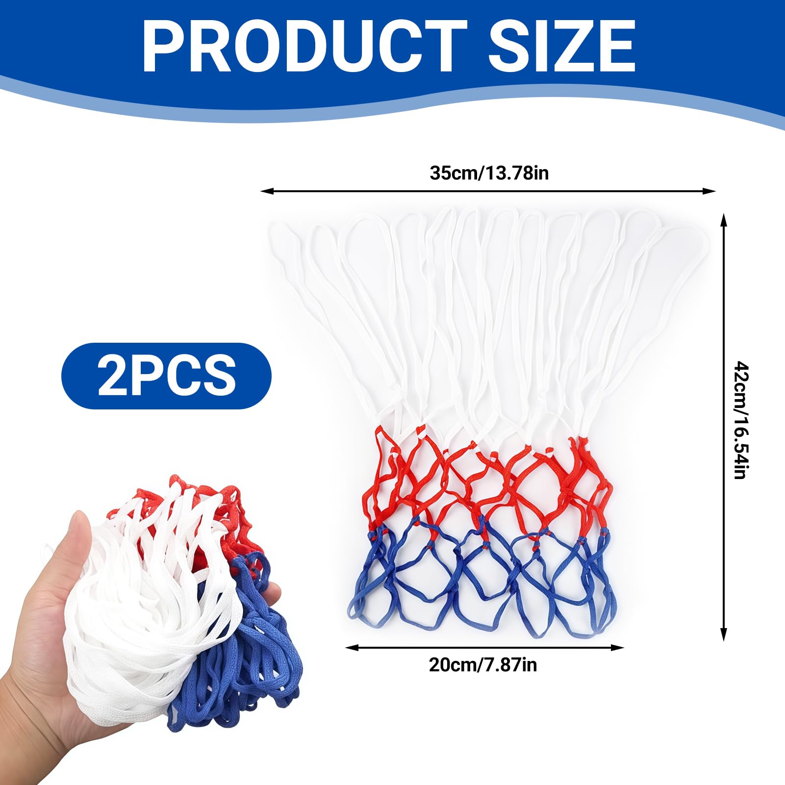 2 PCS Filet Basket en Polyester, Filet Panier Exterieur Résistant, Remplacement Durable pour Panier de Basket Extérieur, Usage Intérieur et Extérieur - 3