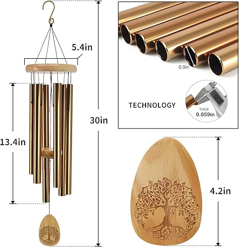 Miniatura 12 de Wind Chimes for Outside, 30 Inch Memorial Windchimes for Loss of Loved One Engrave Tree of Life, Sympathy Wind Chimes Gifts, Garden Home Yard