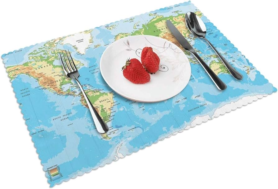 Amazon｜世界地図 ランチョンマット 食卓マット プレースマット