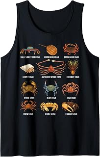 Types of Crabs Marine Wildlife Educational Crab Species Tank Top