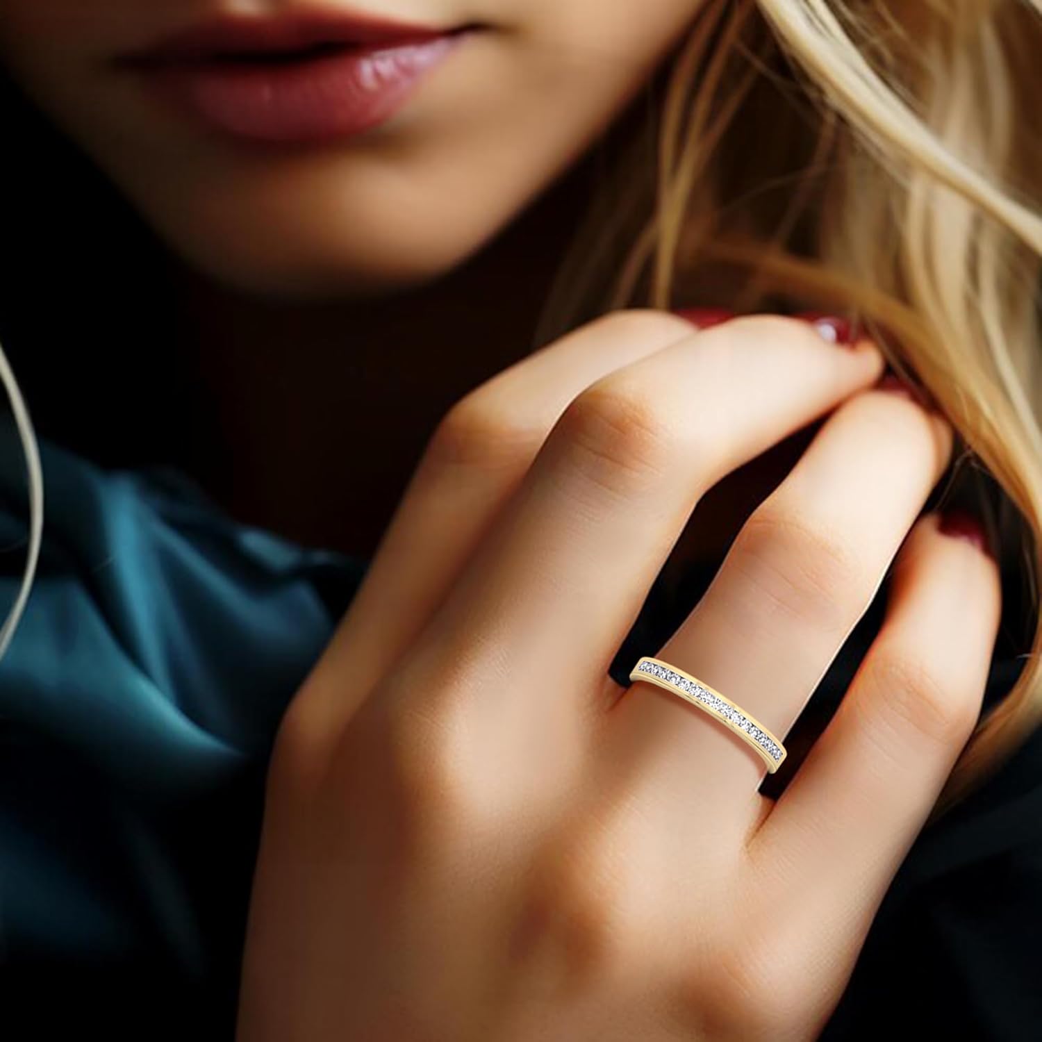 DEWBERRY 1/5 Carat Lab Grown IGI Certified Half Eternity Diamond Band | 14K Solid Gold Stackable Wedding Band | Round Diamond Channel Set Wedding Anniversary Ring (VS/F-G) Size 4-11