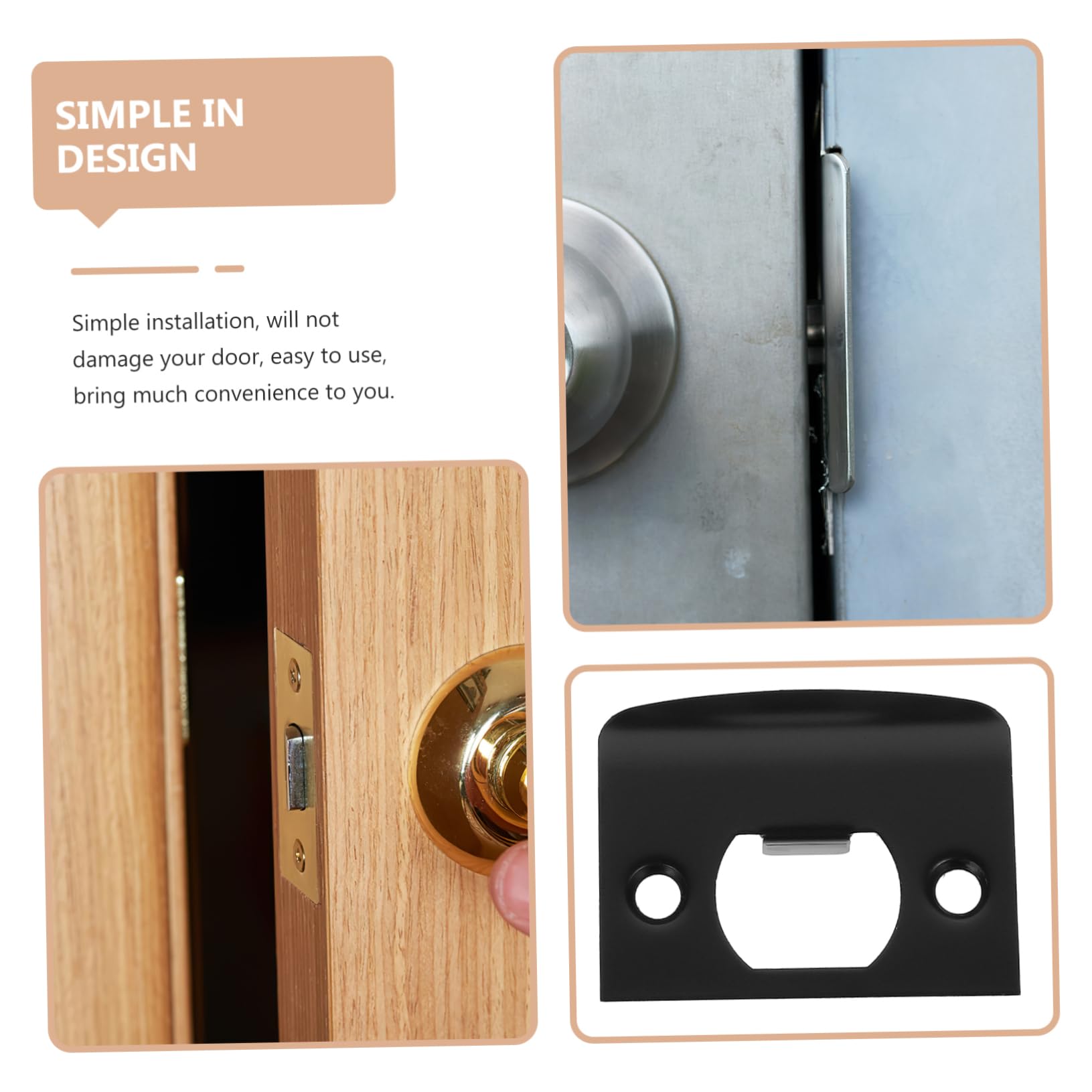 NUOBESTY 16 Pièces Boucle à Ardillon Verrouillable Gâche Bouche-trou Plaque De Coup De Pied De Porte Des Plaques Métalliques Renfort De Porte Avant Plaques De Porte Acier Inoxydable Black