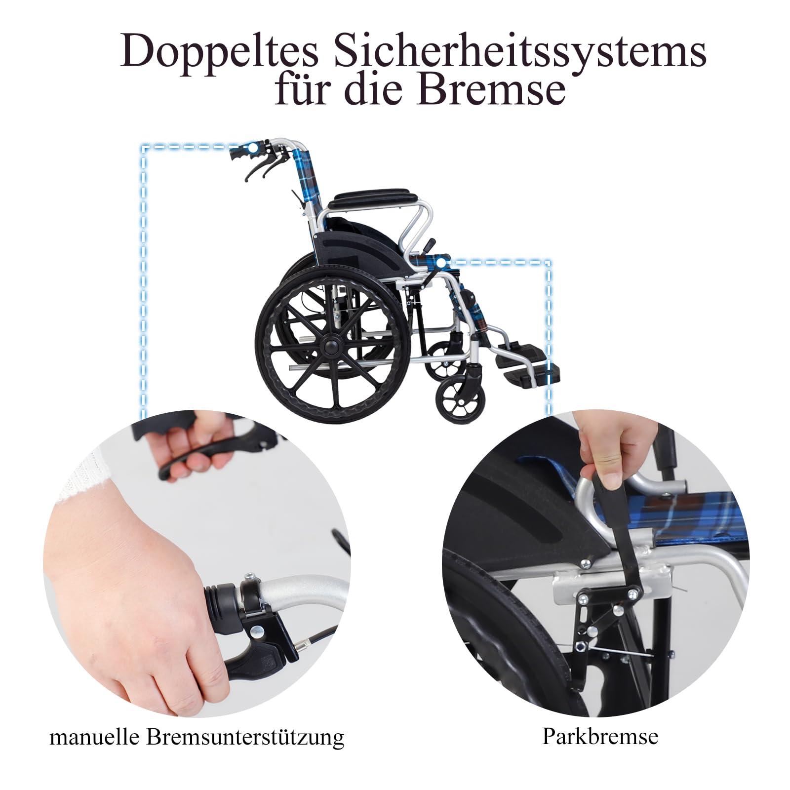 Care Parents Rollstuhl, selbstfahrend, leicht und faltbar, 9,7 kg,Aluminium,Sitzbreite:42cm,pannensichere Reifen,Rückenlehne,für Senioren und Behinderte, bis 100 kg(CP-L33)
