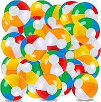 Vellibring 24 Pack 12" Rainbow Inflatable Beach Balls - Bulk Summer Pool Toys for Kids Water Games & Party Decor