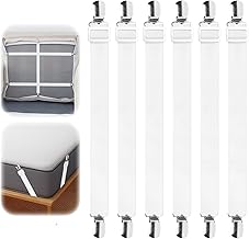 6 Pieces Fitted Sheet Holders, Adjustable Sheet Fasteners, Elastic Sheet Fasteners with Metal Clip, Extend 65-250 cm, for Mattresses, Ironing Boards, Sofas