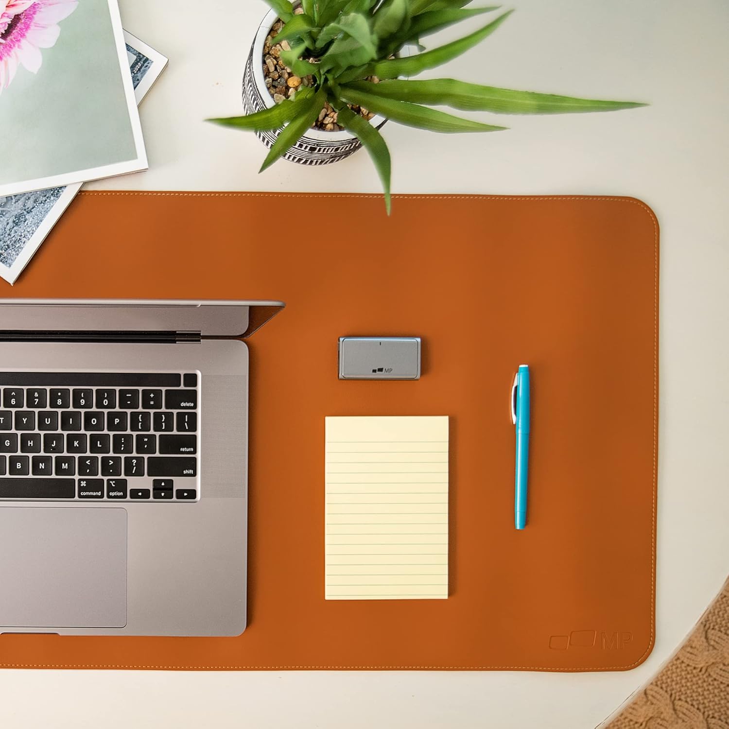 Mobile Pixels Desk Mat, Multifunctional Waterproof, Spill-Resistant, Non-Slip Base, Upscaled Stitched Large Extended PU Leather Protective Pad for Desk and Monitor 31.5" x 15.75"(Oak Brown)