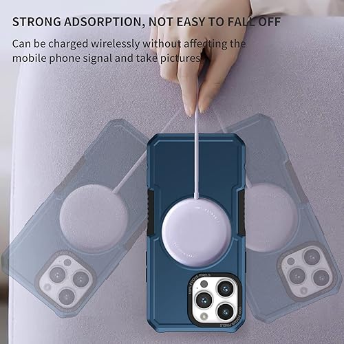 Miniatura 7 de pompvla Funda magnética 5 en 1 diseñada para iPhone 13 Pro Max compatible con MagSafe con 2 protectores de pantalla templados y 2 protectores de