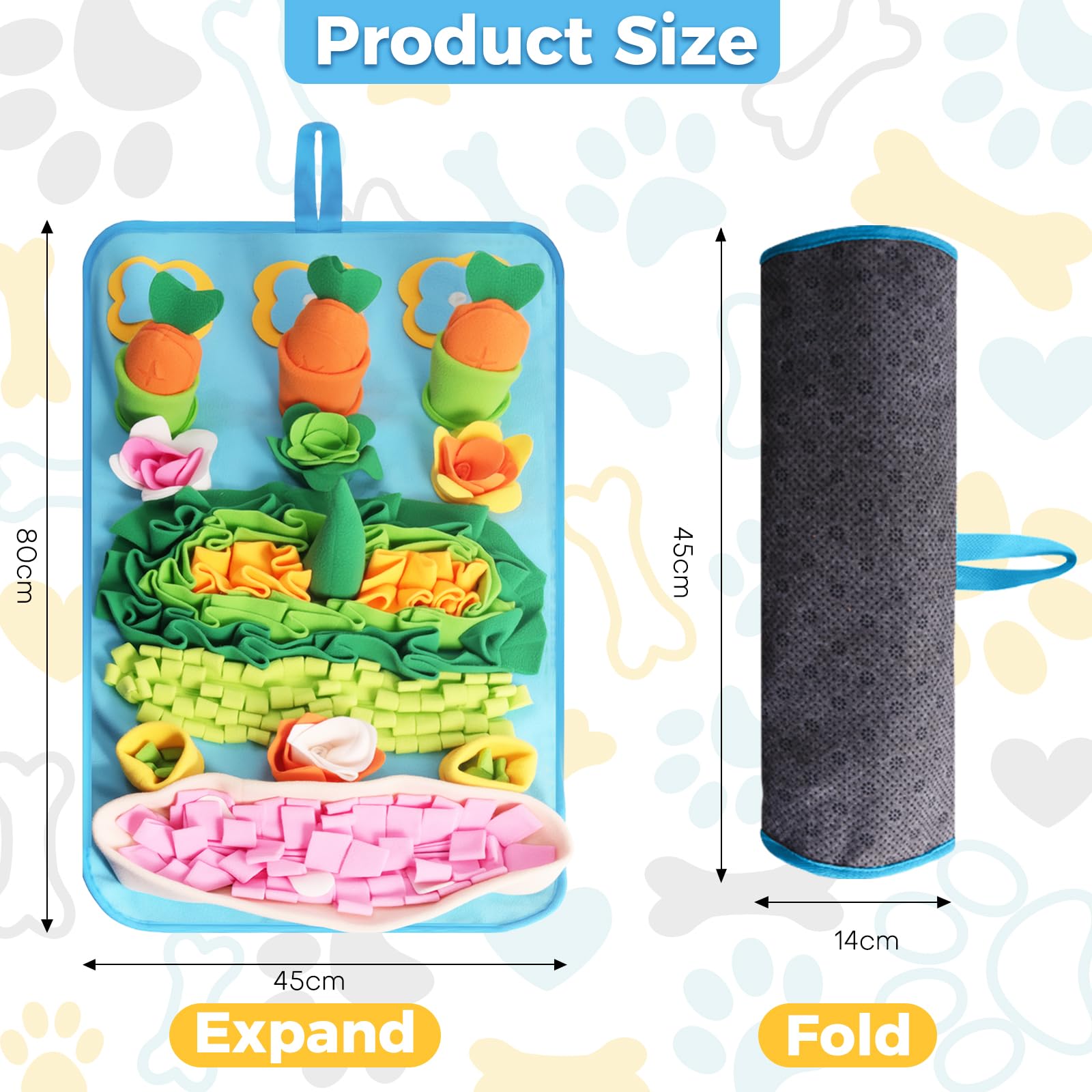 Alfombra Olfativa para Perros Grande 80 x 45 cm, Juego nteractivo de Estimulación Mental para Perros Almohadilla Olfatear Antideslizante y Lavable