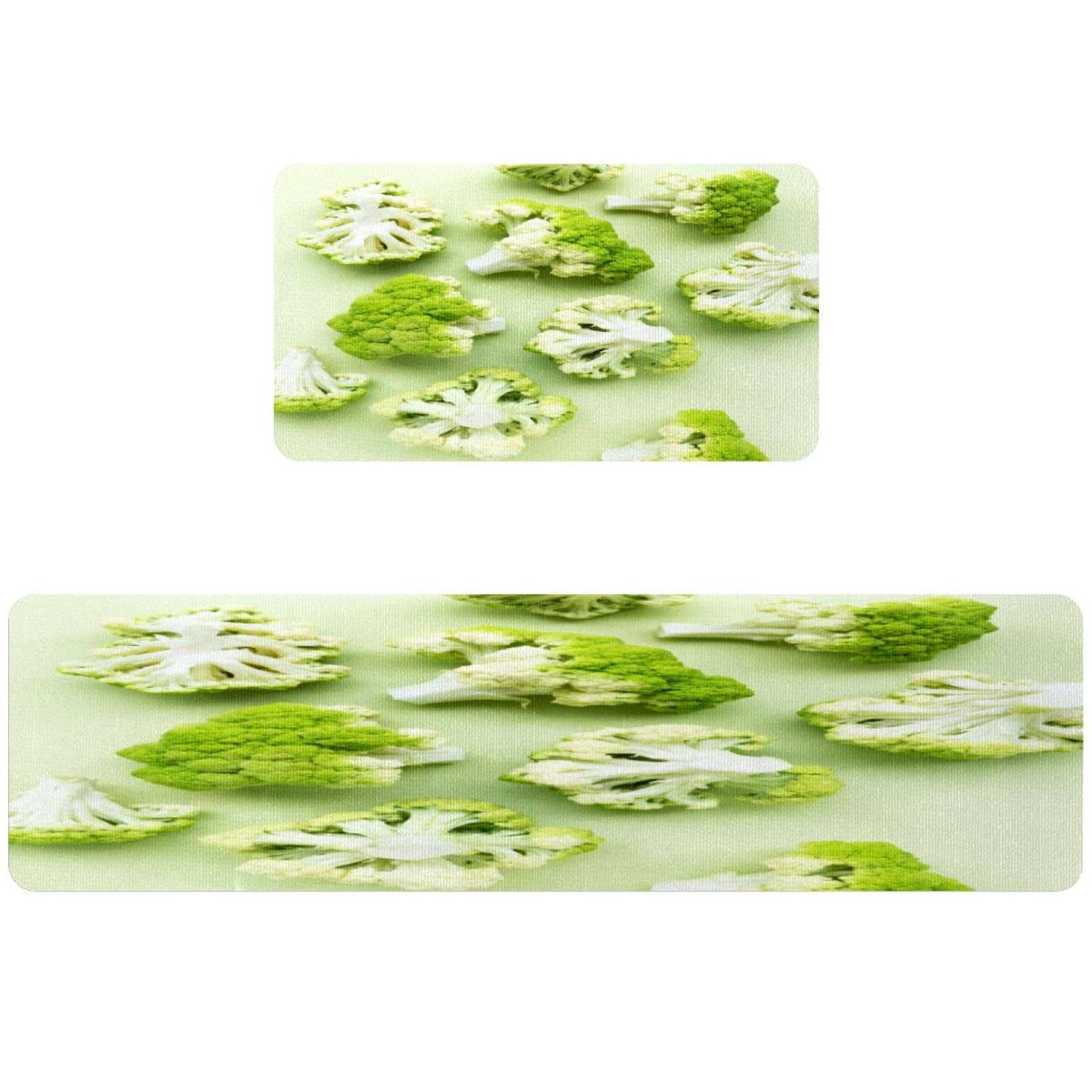 Tapis de cuisine brocoli lavable, fini les glissades avec ce lot de 2 antidérapants