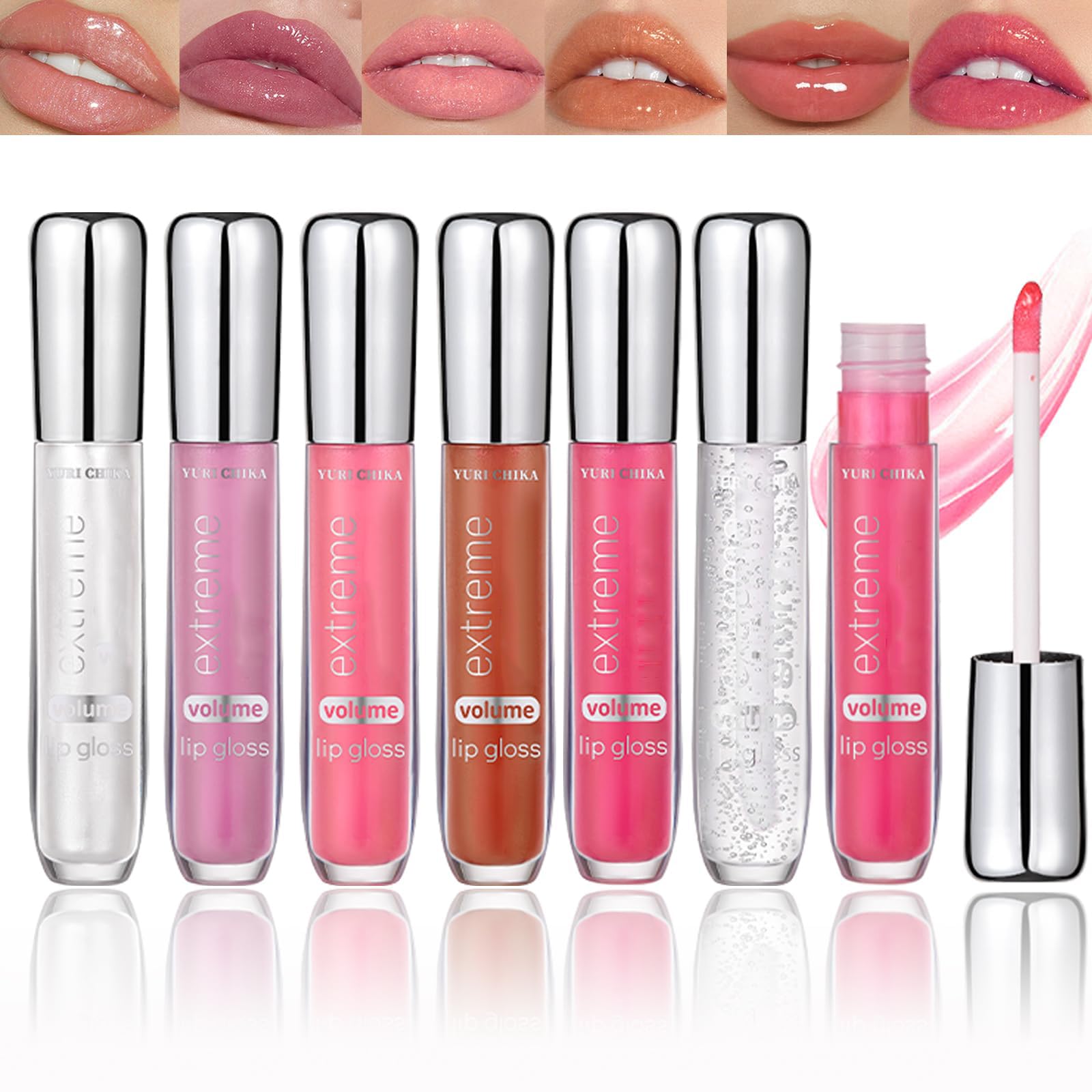 Azonee 6 Colors Shimmery Lip Glosses Set, Plumping Oil, Hydrating Long Lasting Super Lustrous Clear Glow Oil, Moisturizing Color Lipstick Set, Balm, Care for Girls & Women
