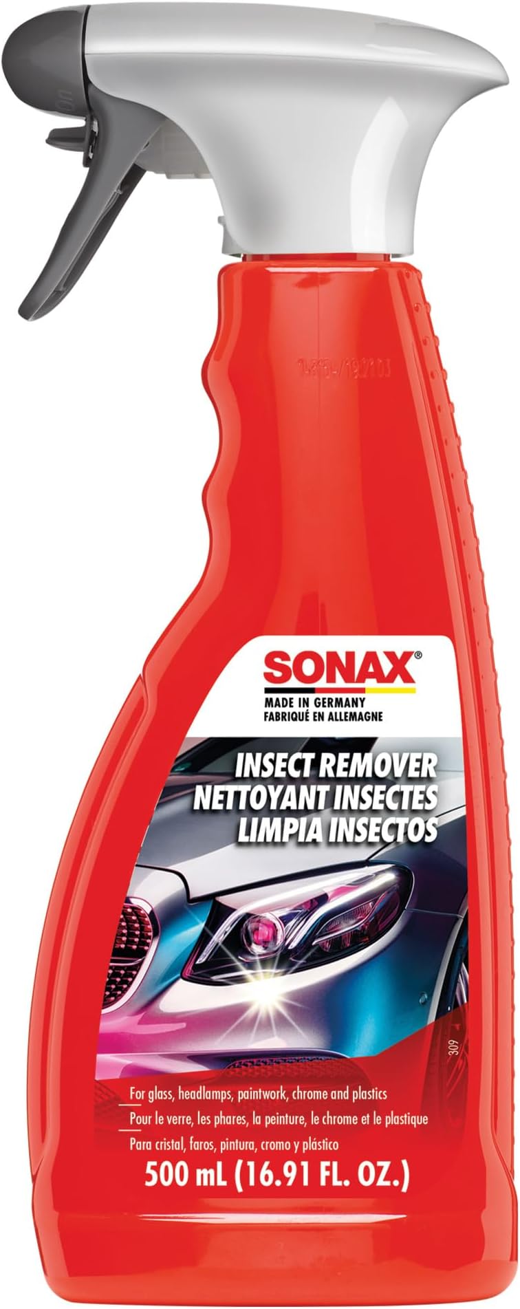 SONAX Insect Remover (500 ml) removes insect residues on glass, paint, chrome, and plastic surfaces | Item No. 05332000