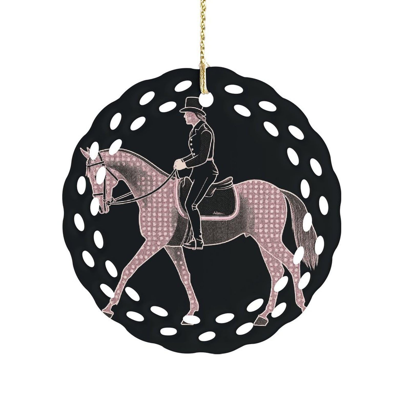 Fodpand Women's Style Dressage Dressage Rider Horse Ceramic Ornament For Home Decor 3.2" Round Tree Decoration Christmas Ornaments For Men Double-Sided Design