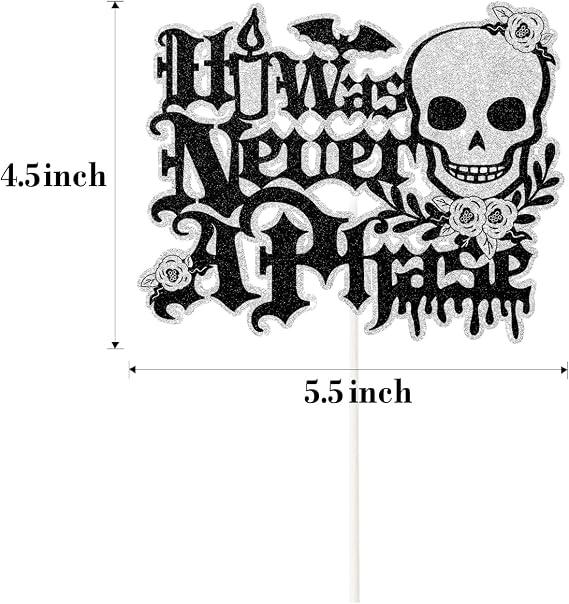 Gothic Letter It Was Never A Phase Cake Topper - Old English Emo Cake Decor - Emo Party, Emo Night Decor, Emo Birthday Cake Topper - Funeral Birthday for 20th 30th 40th Birthday Party Decorations