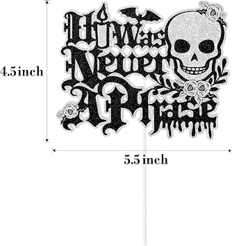 Gothic Letter It Was Never A Phase Cake Topper - Old English Emo Cake Decor - Emo Party, Emo Night Decor, Emo Birthday Cake Topper - Funeral Birthday for 20th 30th 40th Birthday Party Decorations