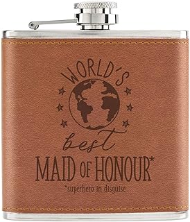 World's Best Maid of Honour Petaca de piel sintética de 6oz, color marrón