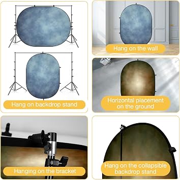 Kate Collapsible Backdrop Blue Brown Textured Folding Video Backdrop 135