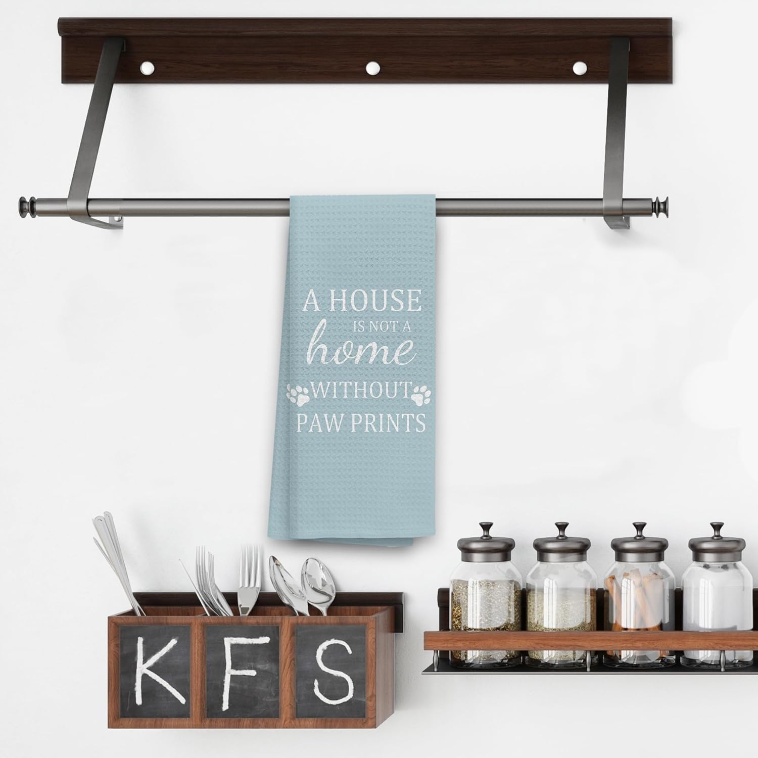 TNUW Dog Kitchen Towels 16″×24″, Dog Decorations for The Home,A House is Not A Home Without Paw Prints Soft and Absorbent Kitchen Tea Towel Dish Towels Hand Towels, Dog Lovers Gifts for Women(Blue 1) - Image 3