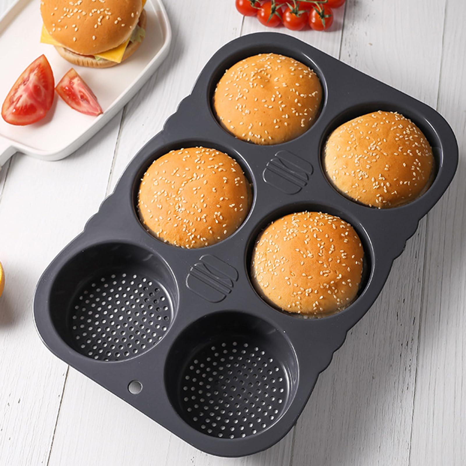 Pilarmuture Hamburger-Brötchenform Aus Silikon – 8 Mulden, Antihaftbeschichtet, Hitzebeständig, Für Ofen & Mikrowelle