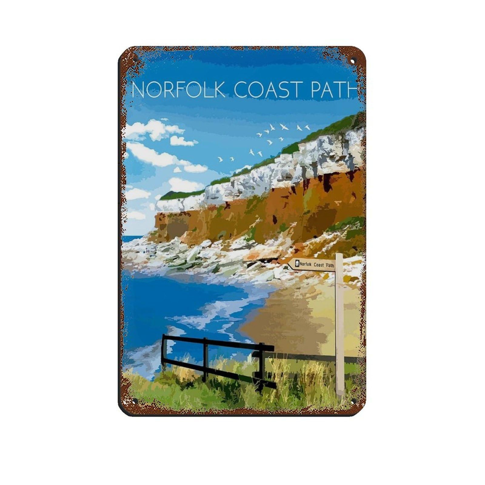 Lxwnze 20L X 30W Cm Norfolk Coast Path,National Park（1） Tin Sign Vintage Metal Pub Club Cafe Bar Home Wall Art Decoration Poster Retro 8X12inch(20X30cm)