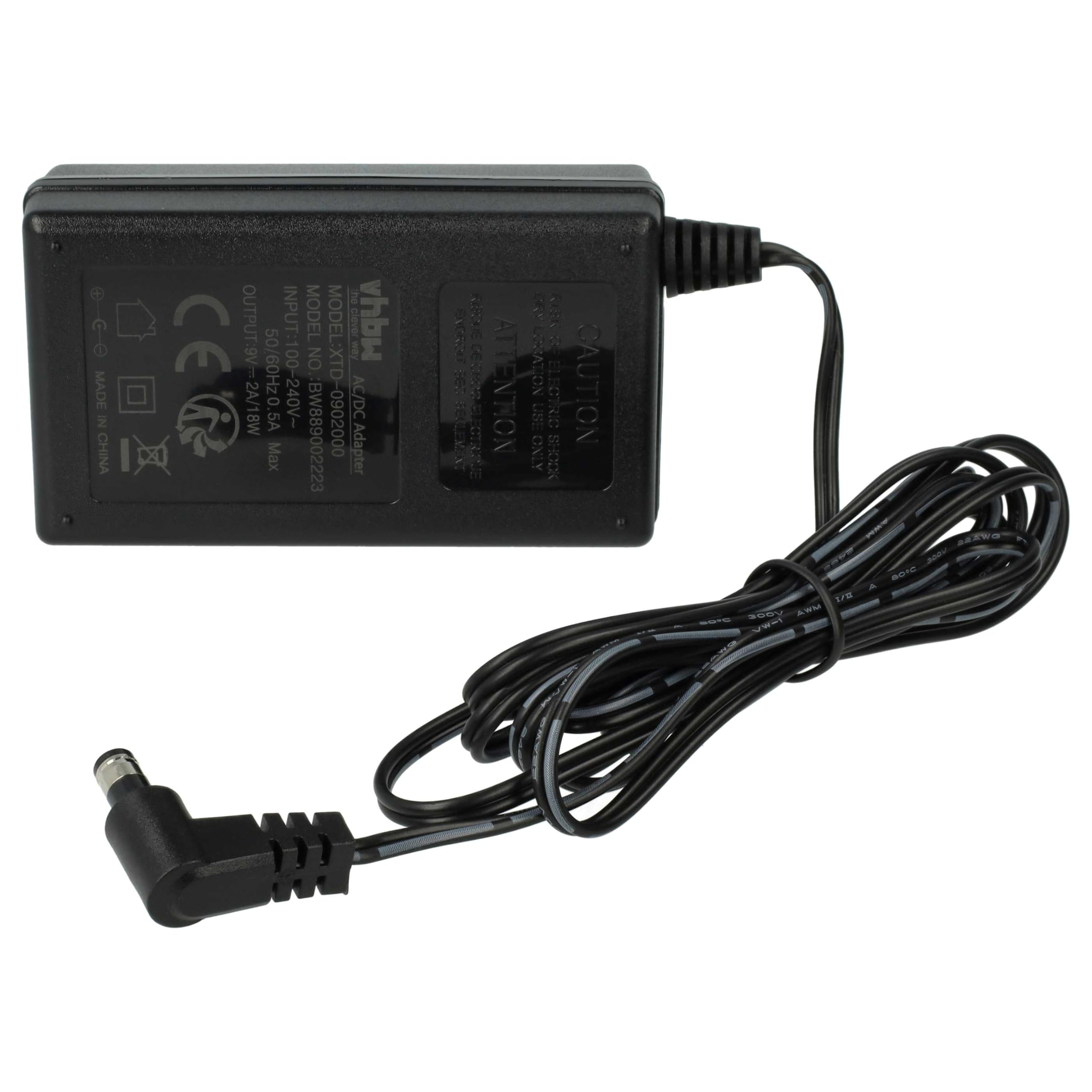 vhbw 1 x zasilacz kompatybilny z Casio CTK-720, CTK-731, CTK-810, CTK-710, CTK-800 - zasilacz AC/DC, 9 V