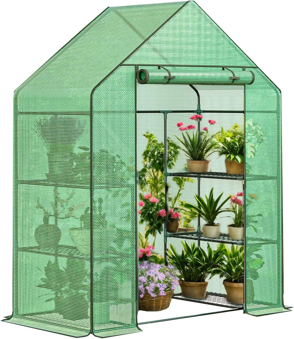 Greenhouses for Outdoors, 56 x 28 x 76'' Walk in Plant Greenhouses Heavy Duty with Durable PE Cover? 3 Tiers 6 Shelves, Heavy Duty Walk in Green Houses for Indoor Backyard Outside 56" L X 28" W X 76" H