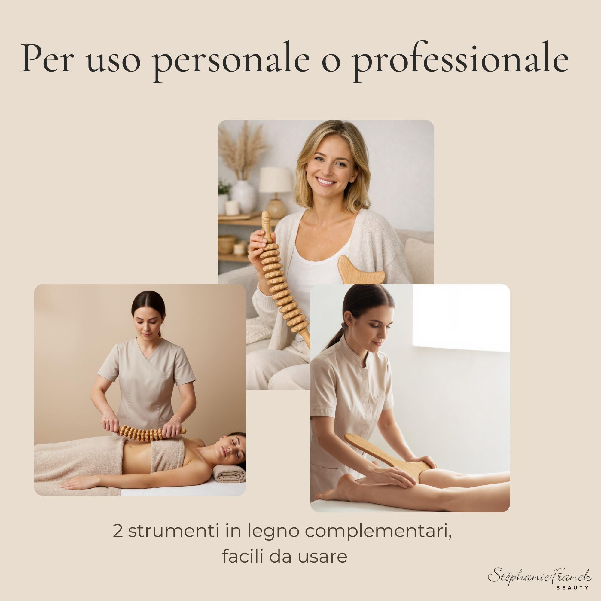 Set in Legno per Maderoterapia Corpo con Rullo Curvo e Gua Sha, Massaggio Anticellulite per Gambe, Glutei, Addome, Braccia e Schiena