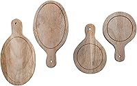Vista 6 de Creative Co-Op Mini tablas de madera para servir con asas, juego de 4, 2 estilos