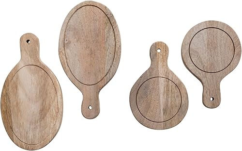 Miniatura 6 de Creative Co-Op Mini tablas de madera para servir con asas, juego de 4, 2 estilos