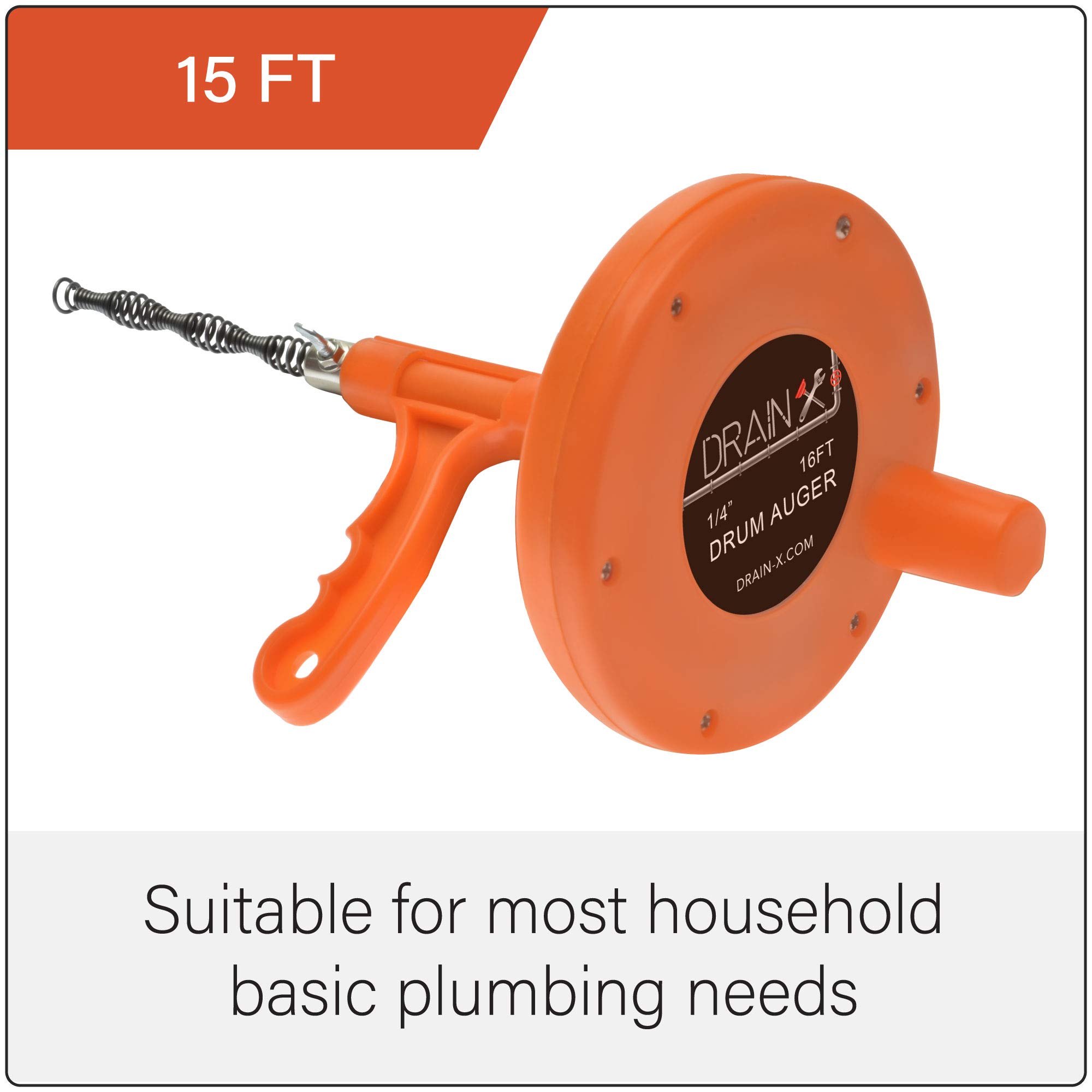 Plumbing Snake Auger, Flexible Steel Drain Cleaning Cable Hair and