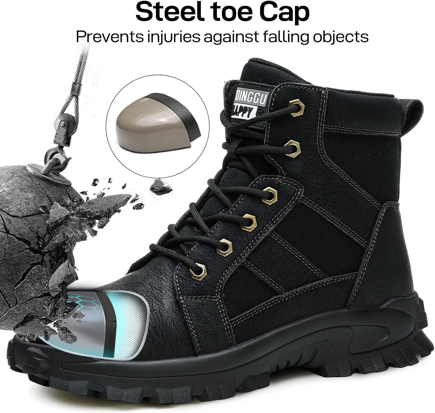 Steel Toe Boots for Men Comfortable Mens Work Boots Indestructible Construction Industrial Safety Boots - Image 3