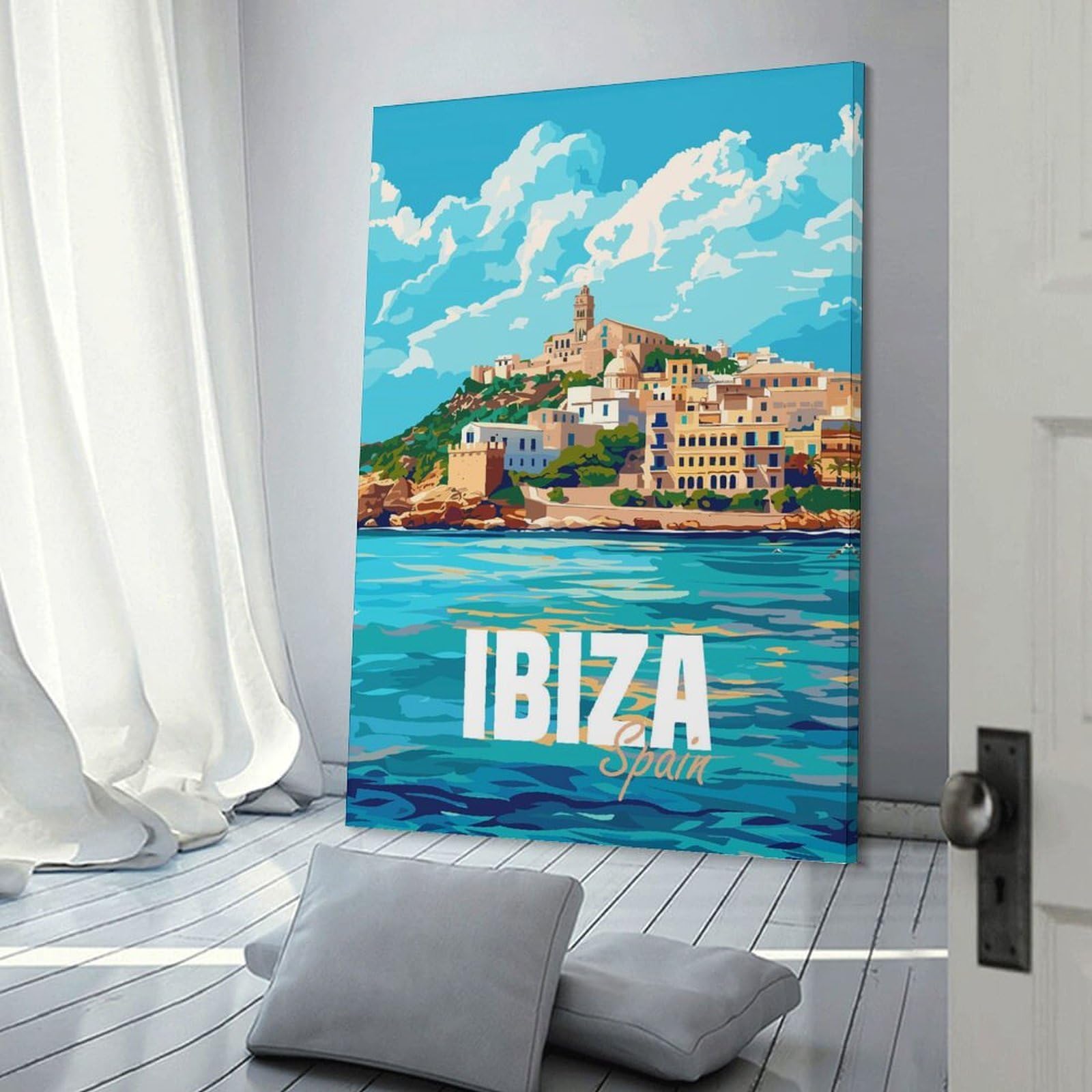 Junmoney Ibiza Spain Travel Wall Picture Print 20x30inch(50x75cm), for Picture Wall Styling in Lounge Or Bedroom, Ideal for Building A Coordinated Art Wall