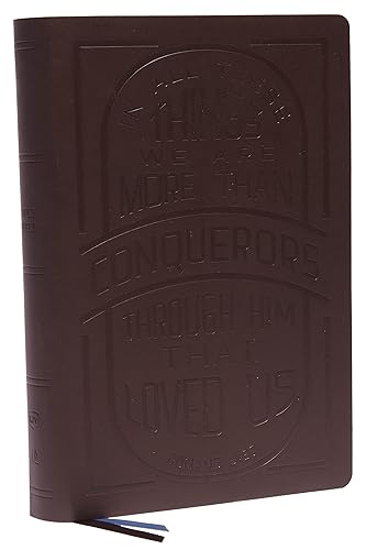 KJV, Center-Column Reference Bible, Verse Art Cover Collection, Genuine Leather, Red Letter, Thumb Indexed, Comfort Print: Holy Bible, King James Version [Brown, Large Print]