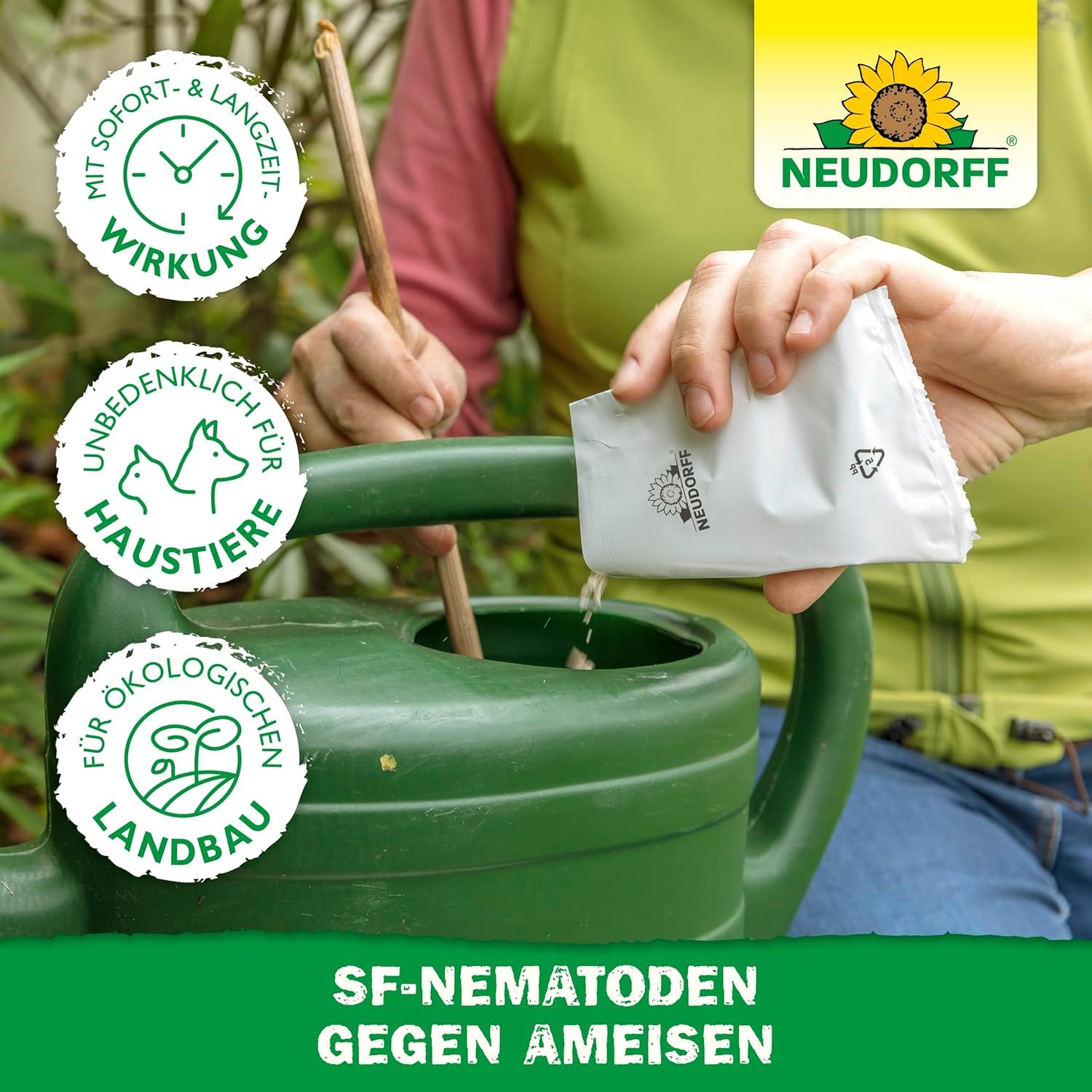 Neudorff Nützlinge gegen Ameisen – 10 Mio. SF-Nematoden zur natürlichen und schnellen Bekämpfung von Ameisen und Ameisennestern auf Rasen, Wegen & Co.