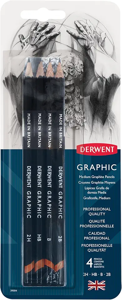 Derwent, Blister Lápis Graduado de Média Dureza: 2B, B, HB e 2H, 39004