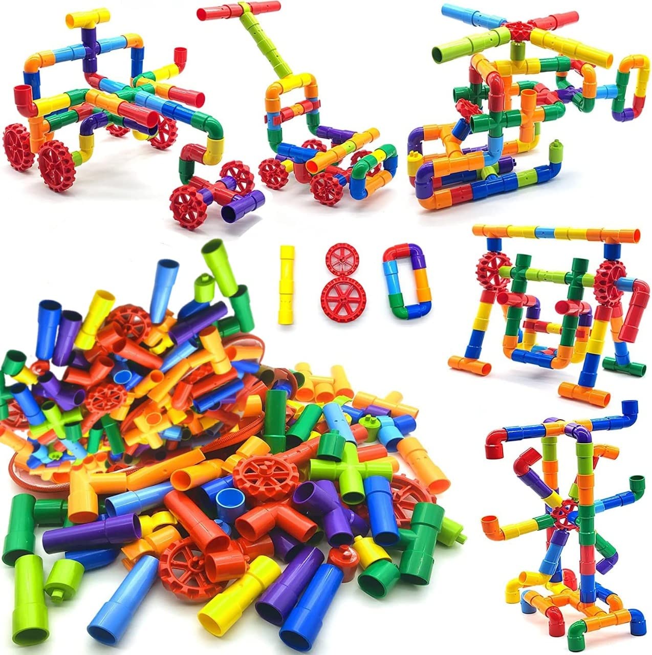 KITIKITTZ Assembly DIY Colorful Educational Learning Building Smart City Blocks for Kids (Pipe) (B09H5MMTDH) Amazon Price History, Amazon Price Tracker