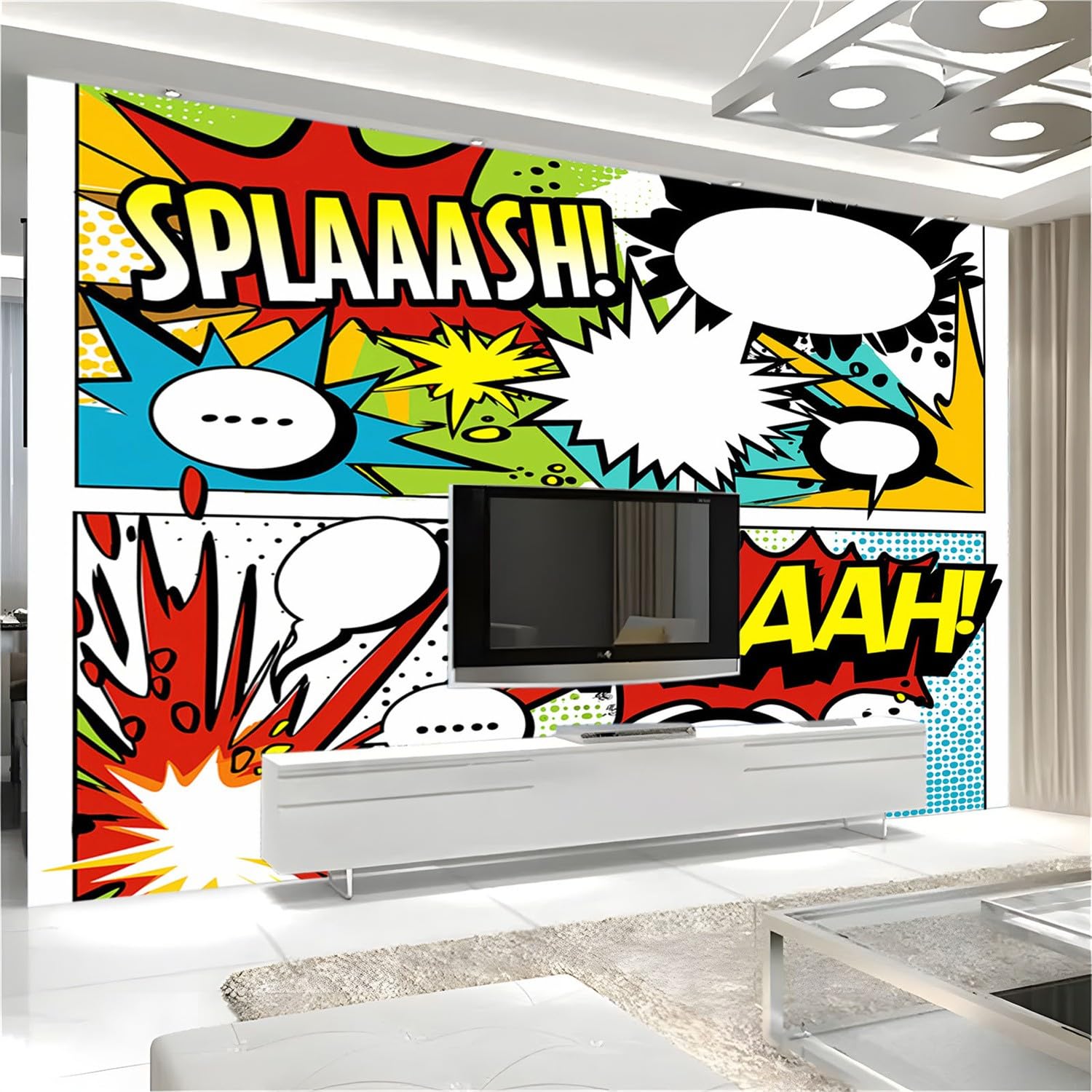 Tapeta murale szer. 118 x wys. 83 komiks pop art elementy 3D włóknina mural ścienny do sypialni salonu dekoracja ścian z kreskówek tło telewizora sofa naklejka ścienna (nie samoprzylepna)