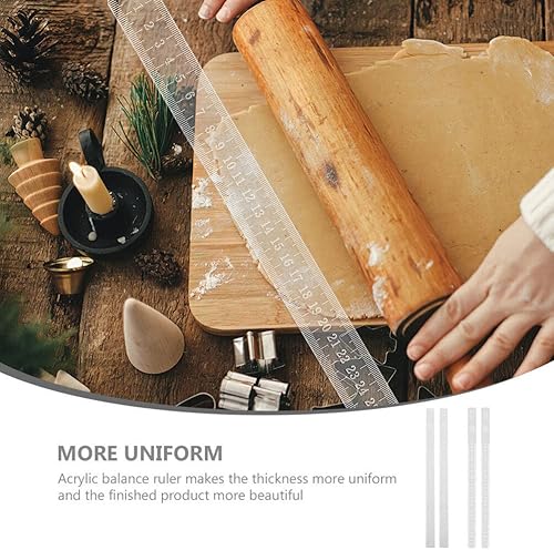Miniatura 8 de Kichvoe 2 pares de barras guía de rodillo de acrílico para masa, tiras para medir el equilibrio de la masa, pan, bandeja para hornear, comedor,