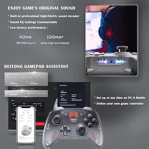 Miniatura 8 de BEITONG Zeus 2 Elite Wireless Controller - Hall Effect Triggers, Optical Buttons, 1000Hz Polling, 1000mAh, Multi-Platform for PCNSiOSAndroid (Galaxy