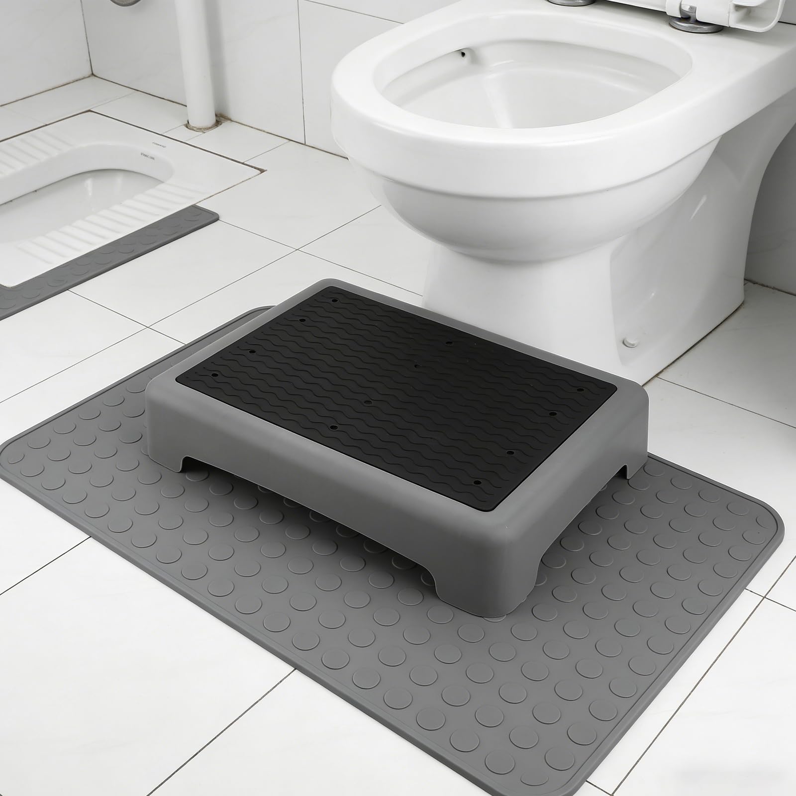 STOBAZA Rutschfester Trittschemel aus Kunststoff 44x34cm für Ältere und Kinder mit Ergonomischem Komfort für Badezimmer und Eingangsbereiche