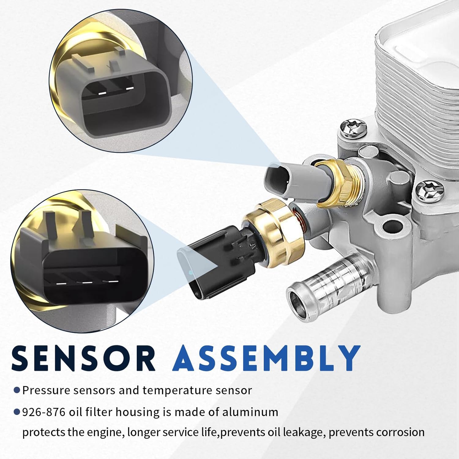 926-876 Upgraded Full Aluminum Engine Oil Cooler Filter Housing with Sensors and Gaskets Kit Compatible with 2011-2025 Chrysler 200 300 Dodge Ram Avenger Challenger Jeep Wrangler 3.6L V6，68105583AF