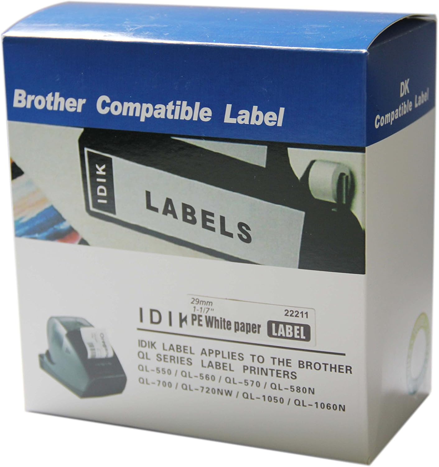 IDIK-22211 Replacement Labels Compatible with Brother DK-2211 Black on White Film Label 29mm x 15.5m/roll Packed in Individual Printed Retail Box with Permanent Cartridge image 2