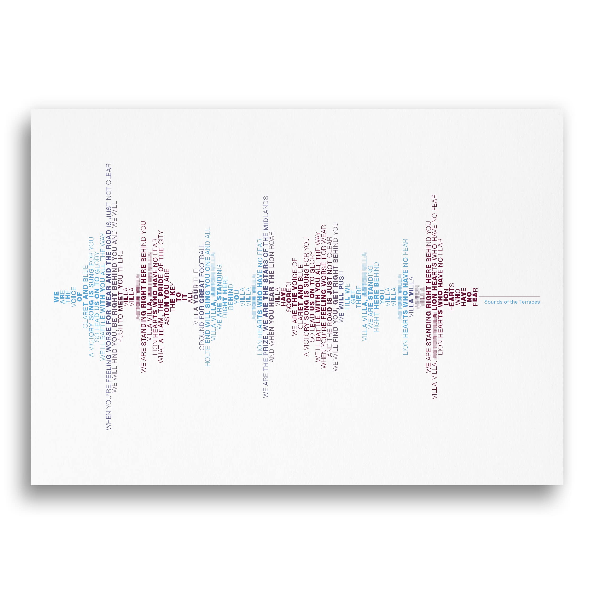 A. Villa, 'Sounds of Villa Park', Song Soundwave, Typography Posters Prints, Football Gifts for Lifelong Fans, Unique Art Prints, Personalised Wall Art, Birthday Gifts