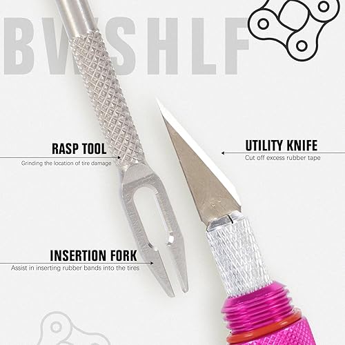 Miniatura 3 de BWSHLF Kit de reparación de neumáticos de bicicleta sin cámara para neumáticos de bicicleta MTB y carretera, kit de punción incluye herramienta de