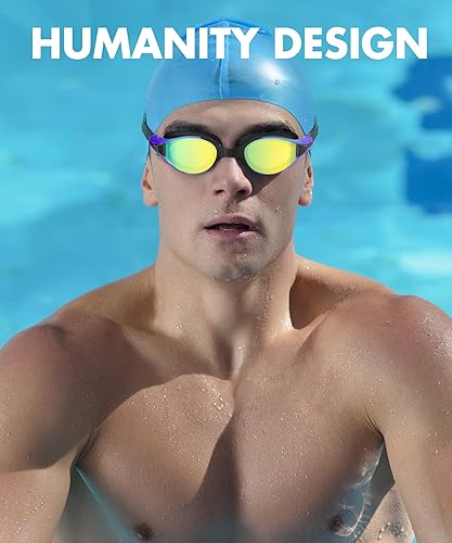 Miniatura 2 de NSSIW Gafas de natación para adultos gafas de piscina para hombres y mujeres con protección UV400 antivaho sin fugas, paquete de 3