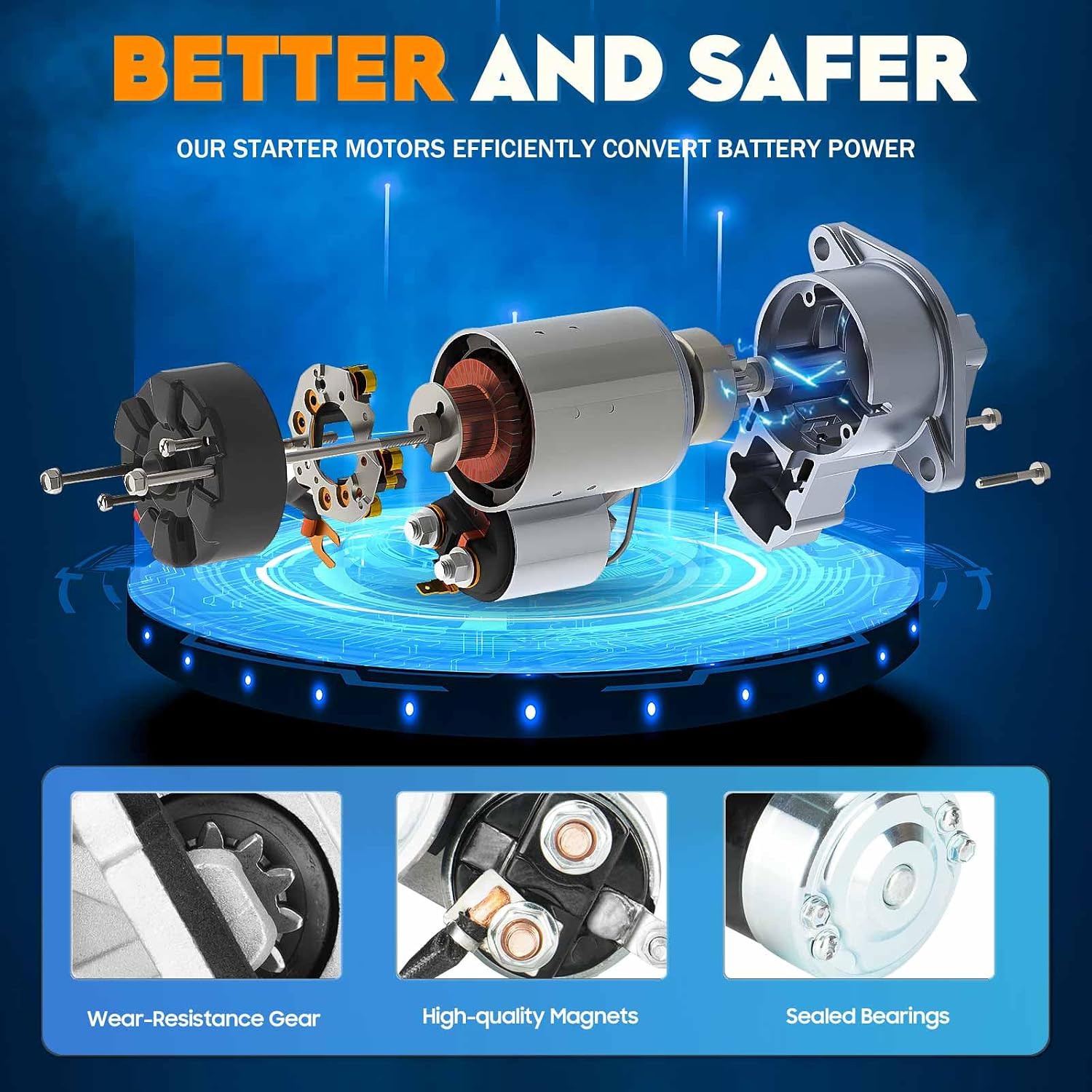 Starter Fit for Ford Fusion 2006-2009 2.3L, 2010 2.5L, for Mercury Milan 2006-2009 2.3L, 2010 2.5L, 17944, M0T88481, M0T88481ZC, M0T88482, SA-950, 17483, 410-48124, M0T88481