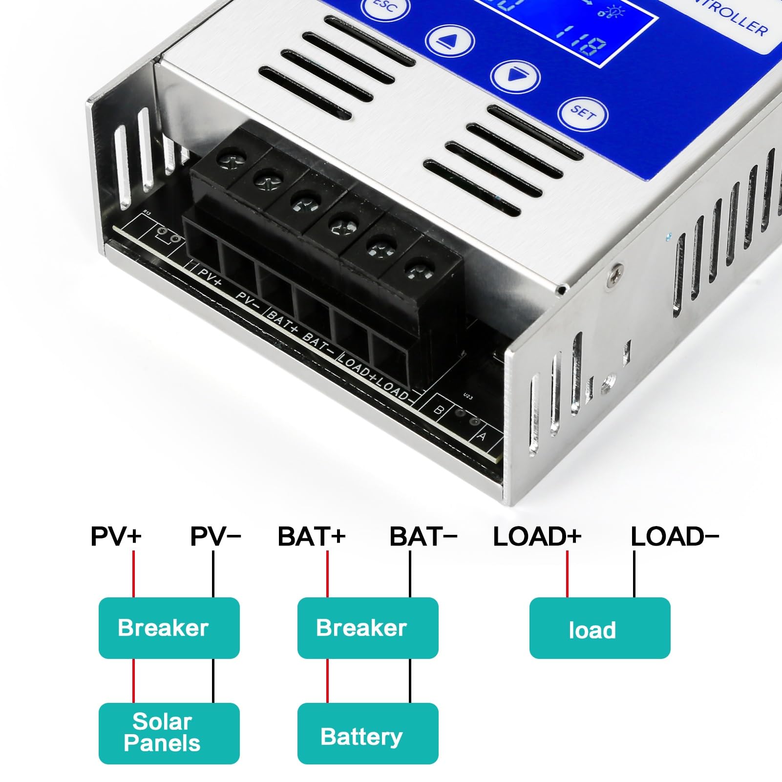 BuyWeek 60A MPPT Laderegler 12V/24V/36V/48V Auto Solar Laderegler Solarladeregler mit LCD Hintergrundbeleuchtung Display Max 180VDC PV Eingang für AGM/Lithium/Blei-Säure/Gel Batterien